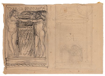 Adolfo de Carolis (Montefiore dell'Aso 1874 - Roma 1928)  - Studi per frontespizio e antiporta per "Notturno" di Gabriele D'Annunzio, 1921