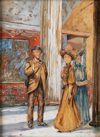 Pietro Scoppetta (Amalfi 1863 - Napoli 1920)  - La visita a Pompei