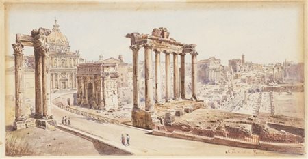 Stefano Donadoni "Veduta del Foro" 
acquerello su carta (cm 18x35)
firmato e loc