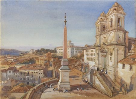 William Leighton Leitch "Veduta di Trinità dei Monti" Roma, 1855
acquerello su c