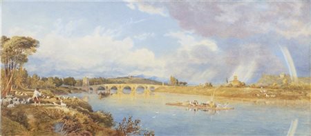 Arthur Glennie "Il Tevere a Ponte Milvio" Roma, 1858
acquerello su carta (cm 25x