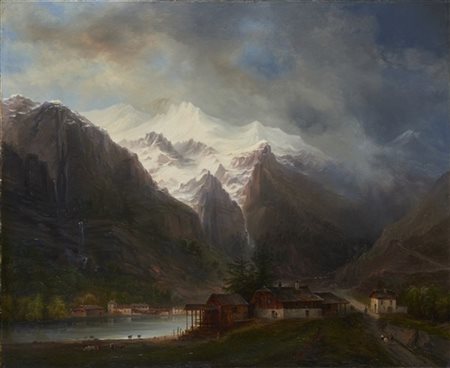 Domenico Ferri I "Nei pressi di Chamonix con il Monte Bianco sullo sfondo" 1837