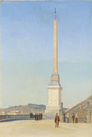 Niels Anders Bredal "L'obelisco di Trinità de' Monti" 
olio su tela (cm 48x33)
f