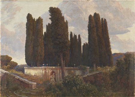 Max Roeder "Villa Falconieri a Frascati" 
olio su tela (cm 90x127)
firmato, loca
