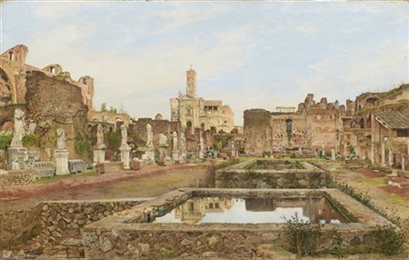 Josef Theodor Hansen "La Casa delle Vestali al Foro Romano" Roma, 1906
olio su t