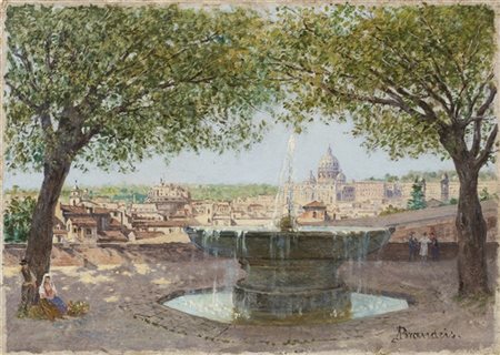 Antonietta Brandeis "Veduta dall'Accademia di Francia" 
olio su cartone (cm 17x2