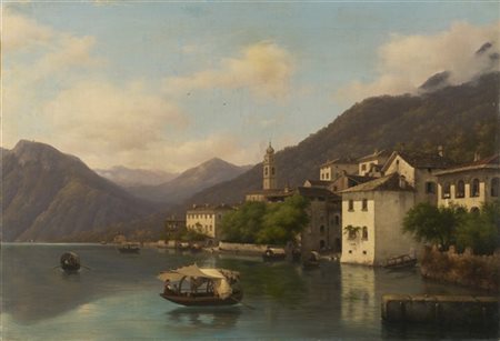 Giuseppe Canella "Scorcio di Bellagio" 1846
olio su tela (cm 49x72)
firmato e da