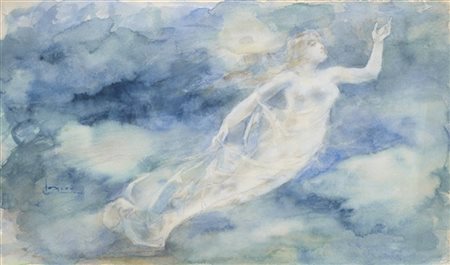 Luigi Conconi "Figura simbolista" 
acquerello su carta (cm 24x40)
firmato in bas
