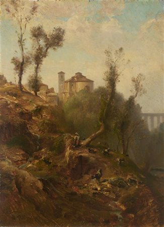 Filippo Palizzi "Paesaggio abruzzese" 
olio su tavola (cm 51x38)
firmato in bass