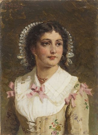 Ernesto Fontana "La brianzola" 
olio su tela (cm 24x17)
firmato in alto a sinist