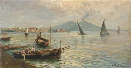 Attilio Pratella "Golfo di Napoli" 
olio su tavola (cm 16x30)
firmato in basso a