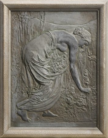 Leonardo Bistolfi "La raccolta dei fiori" 
bassorilievo bronzeo (cm 29x21,5)
fir