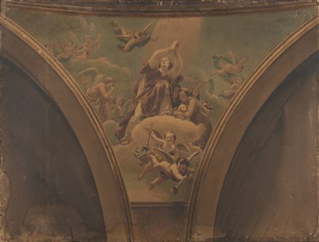Enrico Scuri "Sant'Efrem" 
studio preparatorio a tecnica mista su carta applicat