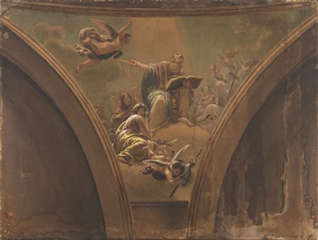 Enrico Scuri "Sant'Ambrogio" 
studio preparatorio a tecnica mista su carta appli