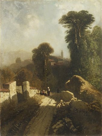 Alberto Pasini "Paesaggio francese" 1853
olio su tavola (cm 34x26)
firmato e dat