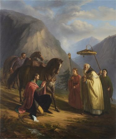 Giovan Battista Riva "Rodolfo d'Asburgo offre il suo cavallo ad un sacerdote che