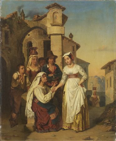 Consalvo Carelli "Buona ventura" 
olio su tela (cm 60x50)
firmato in basso a sin