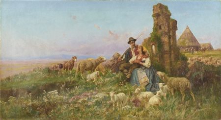Pietro Barucci "Nella campagna romana" 
olio su tela (cm 60x110)
firmato e iscri