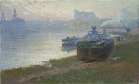 Jules François Ponceau "Il porto di Nantes" 1922
olio su tela (cm 90x145)
firmat