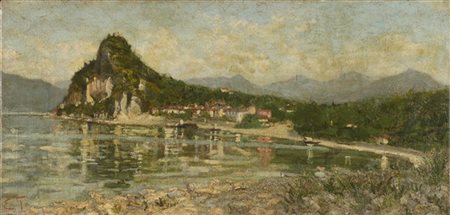 Eugenio Gignous "Scorcio del Lago di Lugano da Porto Ceresio" 
olio su tela (cm