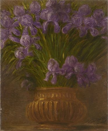 Gaetano Previati "Iris" 
olio su tela (cm 69x56,5)
firmato e dedicato a Carlo Vi