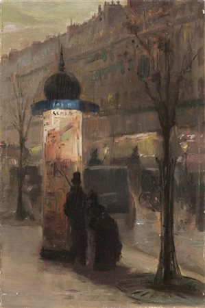 Norbert Goeneutte "Scorci parigini" 
coppia di dipinti ad olio su tavola (cm 32x