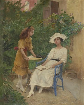Fabio Fabbi "La sedia blu" 
olio su tela (cm 65x53)
firmato in basso a destra
in