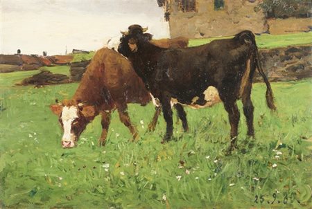 Lorenzo Delleani "Mucche" 1885
olio su tavola (cm 24x37)
datato in basso a destr