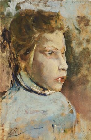 Telemaco Signorini "Ritratto di giovane ragazza" 
olio su tavola (cm 24x15,5)
mo