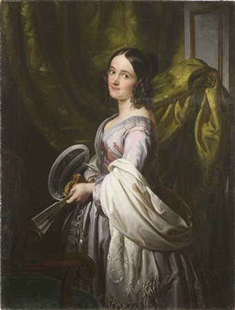 Enrico Scuri "Ritratto della moglie Caterina Landriani" 
olio su tela (cm 118,5x