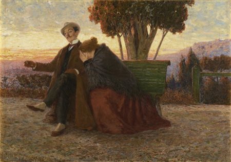 Angelo Dall'Oca Bianca "Al tramonto" 
olio su tela (cm 73x105)
firmato in basso