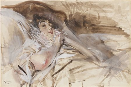 Giovanni Boldini "La Divina" 
tecnica mista su carta (cm 29x44)
firma a timbro i
