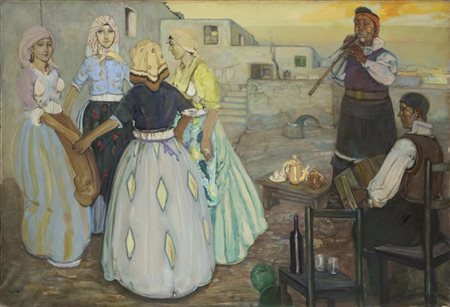 Giuseppe Biasi da Teulada "Ballu tundu" 
olio su tela (cm 110x160)
firmato in ba