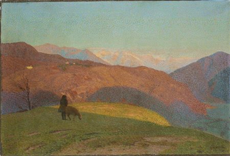 Oreste Albertini "Paesaggio, Il Ceresio dai monti di Besano" 1922
olio su tela (