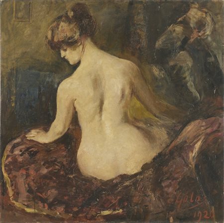 Emilio Gola "Nudo di schiena" 1920
olio su tela (cm 100x100)
firmato e datato in