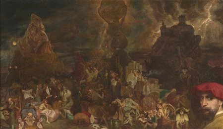Giovanni Battista Galizzi "La baraonda" 
olio su tela applicata a masonite (cm 9