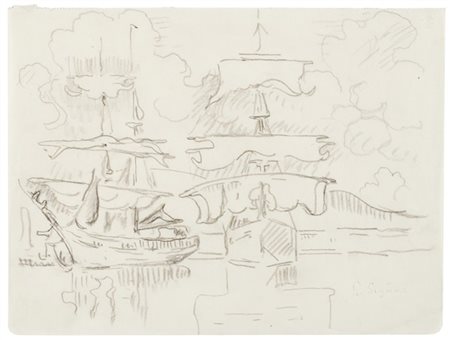 Paul Signac "Saint-Tropez" 
carboncino su carta (cm 19x25,5)
timbro dell'atelier
