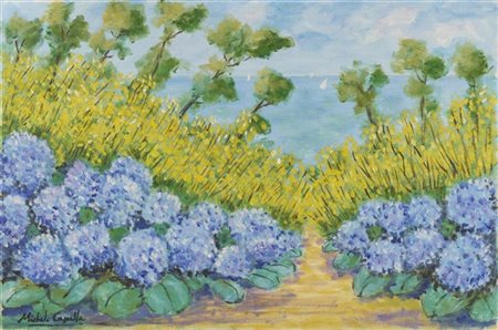 Michele Cascella "Ortensie e ginestre" 
olio su tela (cm 40x60)
firmato in basso
