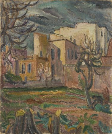 Ferruccio Ferrazzi "Paesaggio" 
olio su tela (cm 60x40)
firmato e dedicato in ba