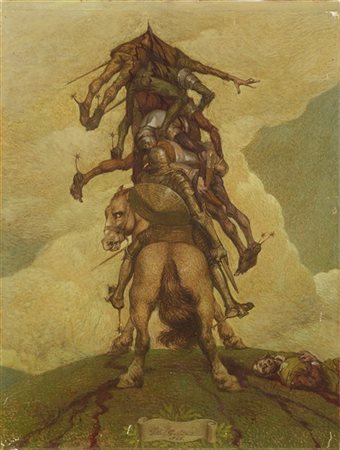 Giovanni Battista Galizzi "Don Chisciotte" 1946
olio su carta applicata a masoni