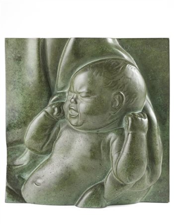 Arrigo Minerbi "Il pianto" 
rilievo in bronzo a patina verde (cm 24,5x24)
firmat