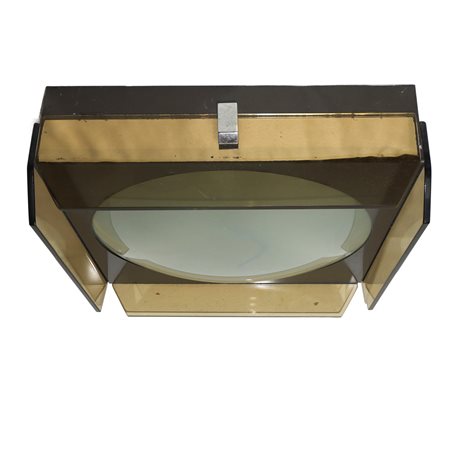 Veca  per FontanArte - Lampada da soffitto in cristallo fumè, Anni 60
