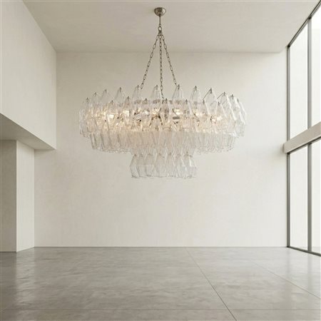 Venini - Lampadario manifattura Venini in vetro di Murano con poliedri