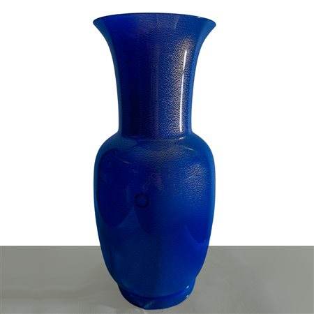 Venini - Vaso Aurato turchese in vetro di Murano opalino blu e foglia oro, 1999