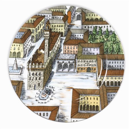 Piero Fornasetti - Piatto in porcellana Fornasetti, Città d'Italia, Firenze