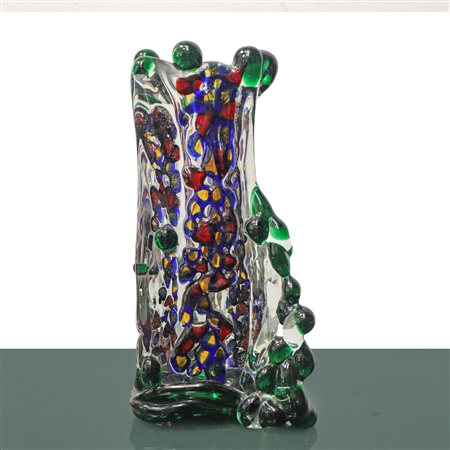 Vaso in vetro di Murano millegocce policromo in vetro sommerso