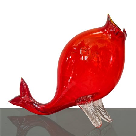Grande Pesce in vetro di Murano rosso
