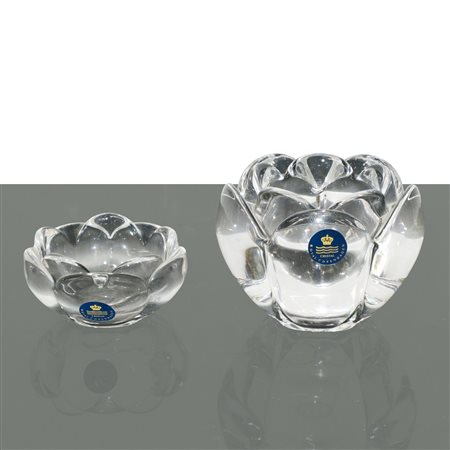 Royal Copenhagen - Coppia di portacandele modello Lotus in cristallo