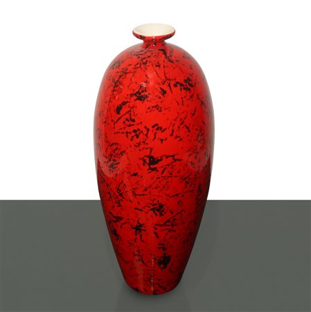 ViBi  TORINO (1952)  - Vaso in ceramica smaltato rosso e nero