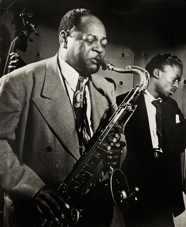 William P. Gottlieb 1917-2006 Coleman Hawkins e Miles Davis stampa alla...